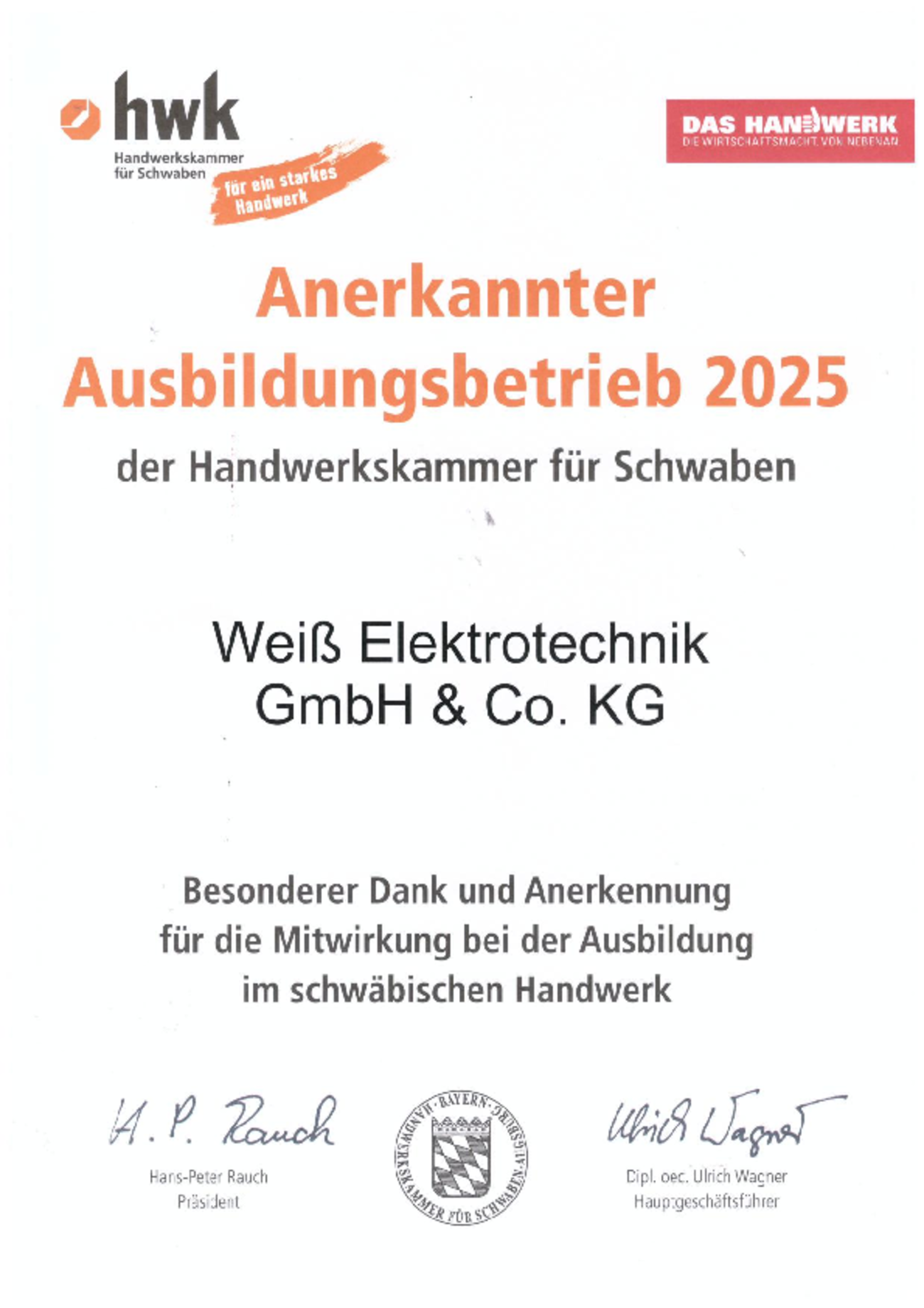 Wir sind bei Weiß Elektrotechnik GmbH & Co. KG in Schmiechen